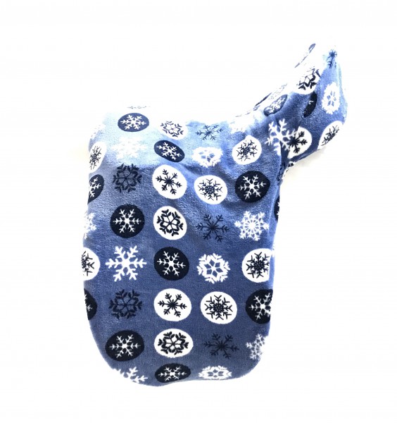 Sattelschoner Wellness Fleece hellblau mit Schneeflocken
